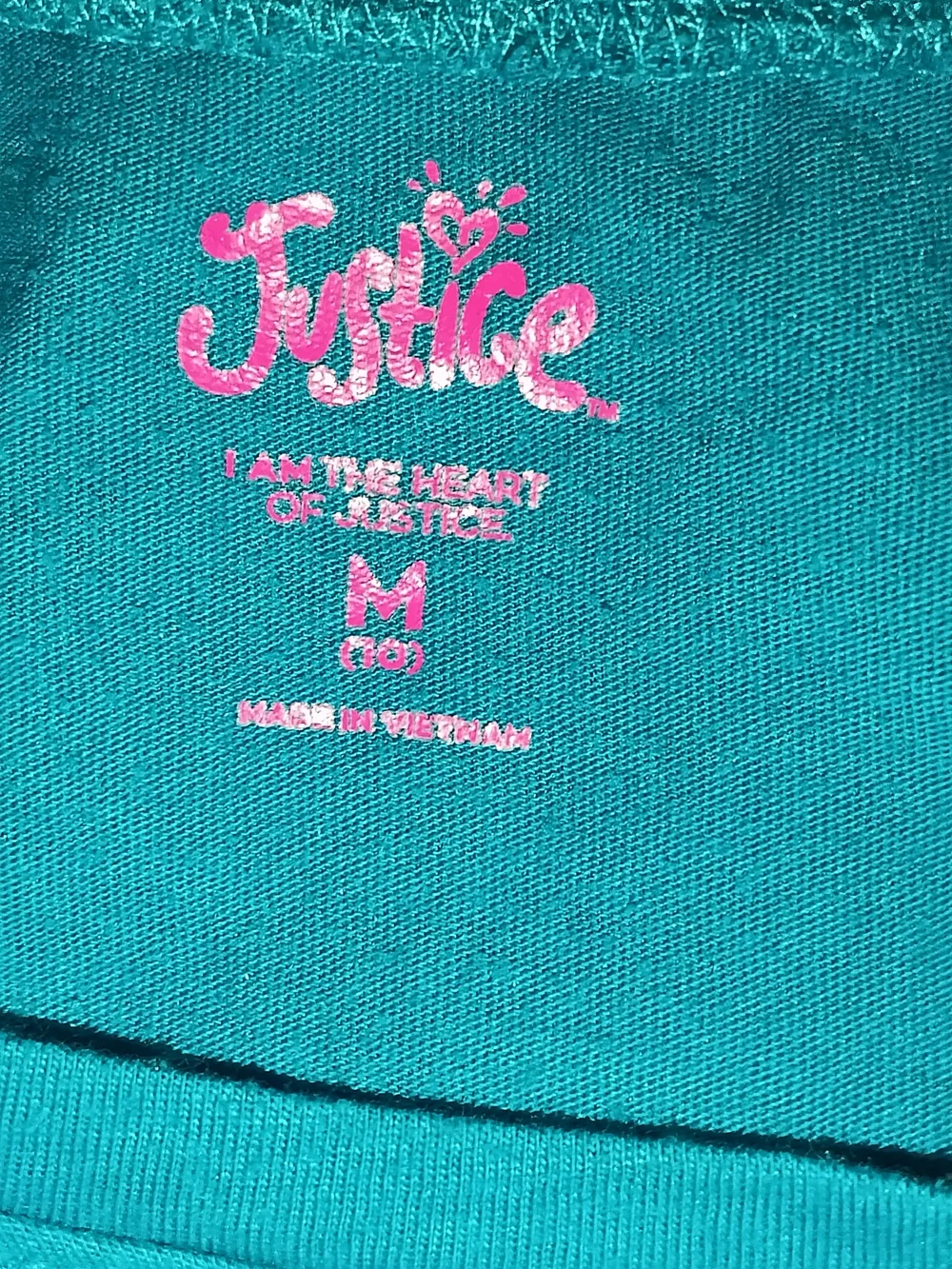 Justice Teal Short Sleeve Logo Tee with Silver Glitter